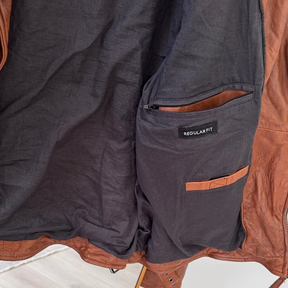 Men's Rustic Brown Leather Military Jacket - Picture 8 of 11